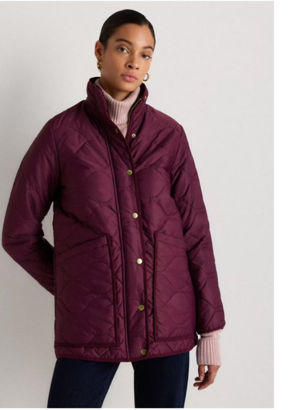 NWT Quince Featherless Quilted Long Puffer Jacket Barolo Burgundy - Small (149)